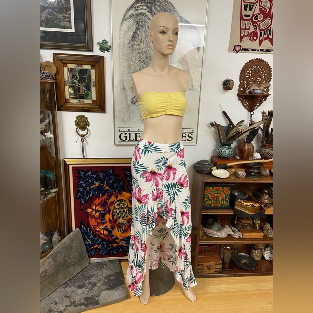 Ruffled Flamingo High Low Skirt